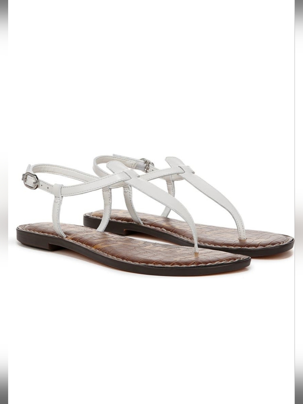 Sam Edelman White Leather T-Strap Women's Sandals